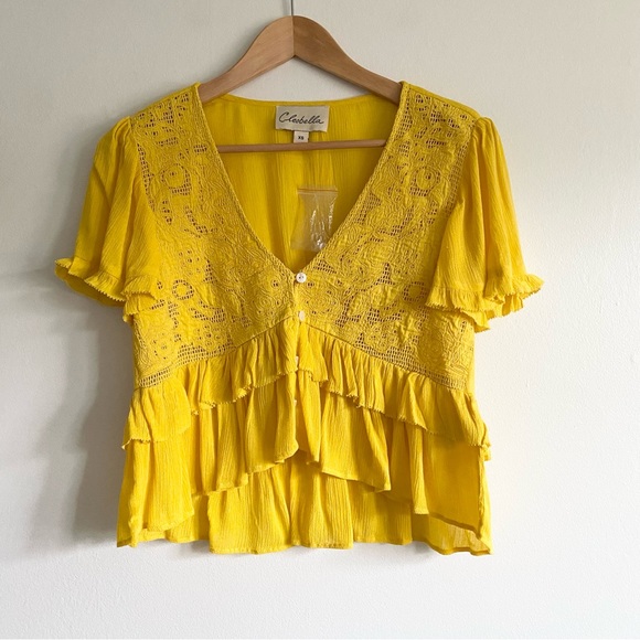 Cleobella Yellow Lace Crop Top - Picture 3 of 6